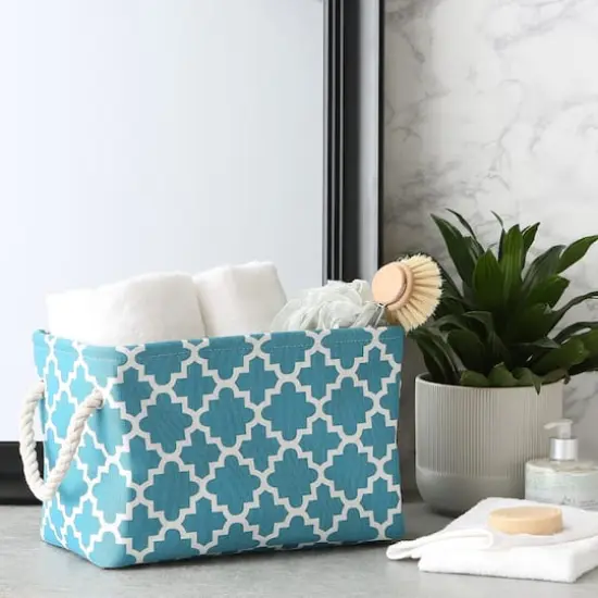 DII&reg; Small Rectangle Lattice Polyester Bin Storm Blue {5}