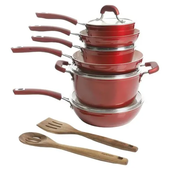 Kenmore&reg; Arlington 12-Piece Metallic Red Aluminum Ceramic-Coated Nonstick Cookware Set {7}
