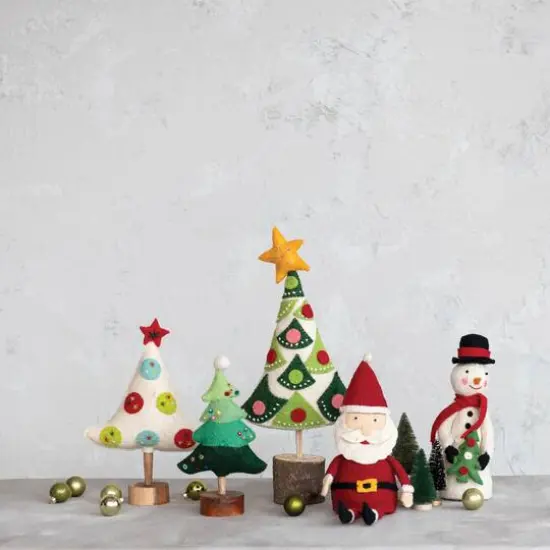 Hello Honey&reg; 18" Embroidered Handmade Wool Felt Tree with Star {3}