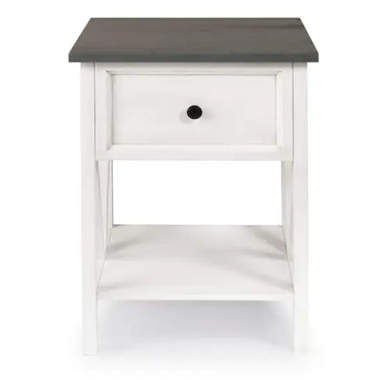 Walker Edison 19" 1-Drawer Wood Side Table Grey / White Wash {4}