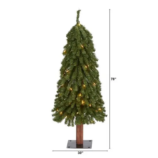 3ft. Pre-Lit Grand Alpine Artificial Christmas Tree, Clear LED Lights {3}
