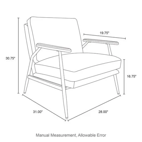 Glitzhome&reg; 28" Modern Black Faux Leather Accent Armchair {7}