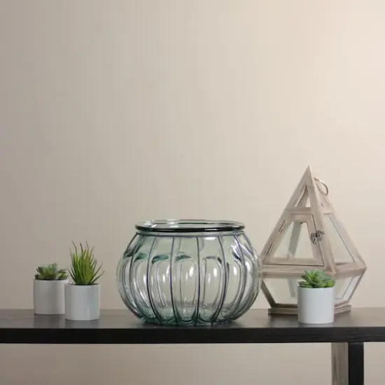 10.25" Tea Garden Transparent Spanish Glass Candle Holder {5}