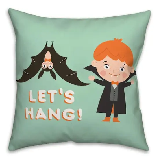 Let's Hang Vampire Bat Throw Pillow {1}