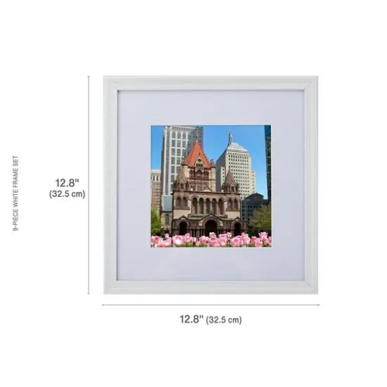 Melannco 9 Pack 8" x 8" Frame with Mat Beige {6}