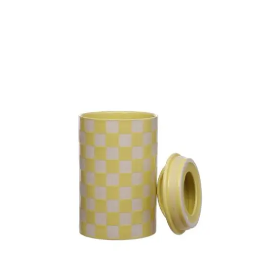 Checkered Ceramic Jar with Lid by Ashland® Yellow {4}