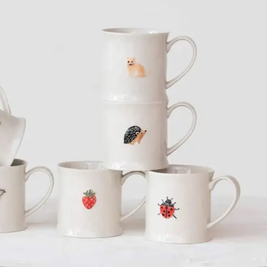 Hello Honey&reg; 3.25" Eclectic Fauna Stoneware Mug Set {5}