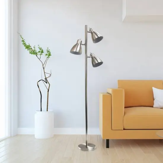 Creekwood Home Essentix 64" 3 Light Metal Tree Floor Lamp Brushed Nickel {3}