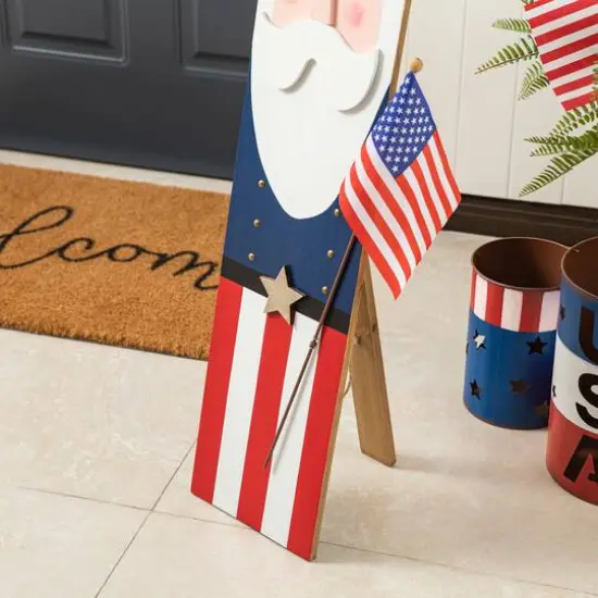 Glitzhome&reg; 36" Patriotic Americana Uncle Sam Porch D&eacute;cor {7}