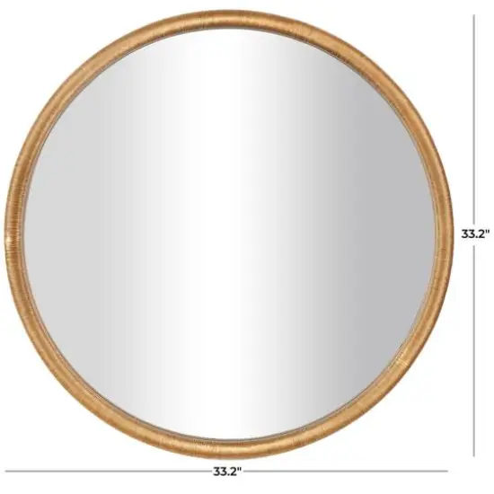 33" Brown Ribbed Wooden Wall Mirror {8}