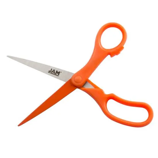JAM Paper 8" Ergonomic Multi-Purpose Precision Scissors Orange {4}