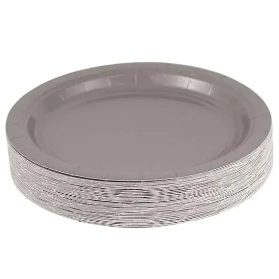 JAM Paper 7" Paper Party Plates, 50ct. Silver {3}