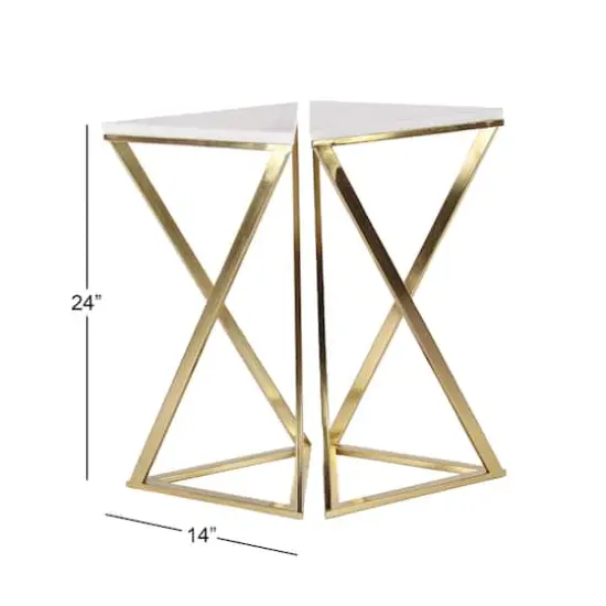 2ft. Gold Marble Contemporary Accent Table, 2ct. {7}