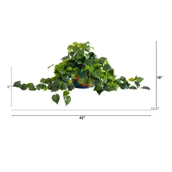 3.5ft. UV-Resistant Artificial Philodendron in Handmade Mexican Talavera Ceramic Planter {9}