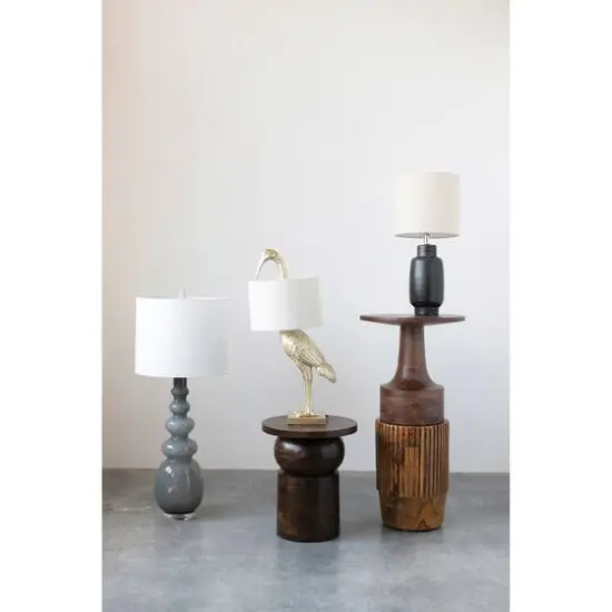 Hello Honey® 41" Glass Floor/Table Lamp with White Linen Shade {6}