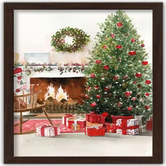 Christmas Morning Walnut Framed Print Under Plexiglass {1}