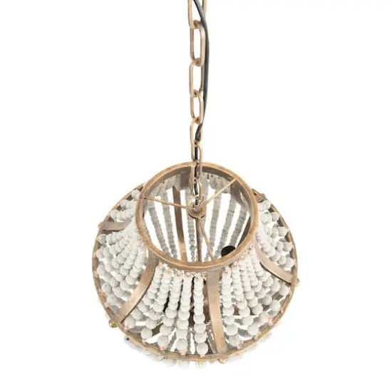 Hello Honey&reg; 27" Metal Chandelier With White Wooden Beads {4}
