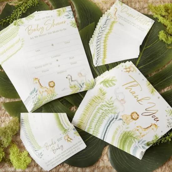 Kate Aspen Safari Baby Shower Invitation & Thank You Card Bundle Set {3}