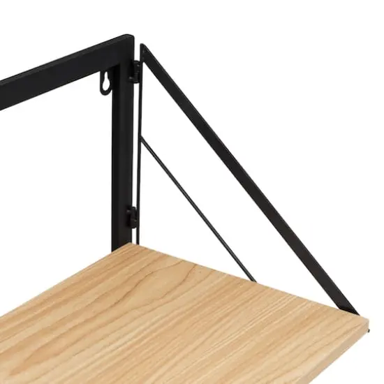 Honey Can Do Black & Maple Wall Mounted Drying Rack with Shelf {7}