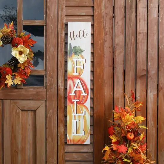 Glitzhome&reg; 3.5ft. Hello Fall Wooden Porch Sign {10}