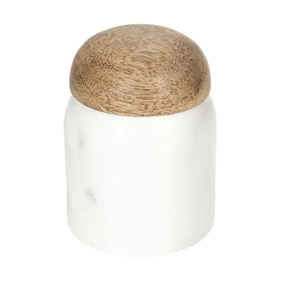 Hello Honey® 4" White Marble & Mango Wood Pinch Pot with Lid {1}