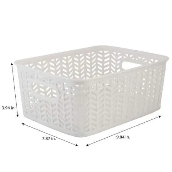 Simplify Small&nbsp;White Herringbone Storage Bin {5}