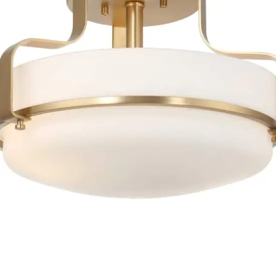 Hello Honey&reg; Chatsworth White & Gold Etched Opal Glass & Metal Semi-Flush Mount Ceiling Light {3}
