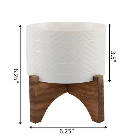 Flora Bunda&reg; 5" Wavy Ceramic Planter on Wood Stand {4}