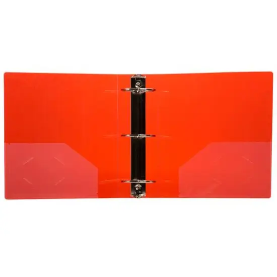 JAM Paper 3" Glass Twill Plastic 3-Ring Binder Red {6}