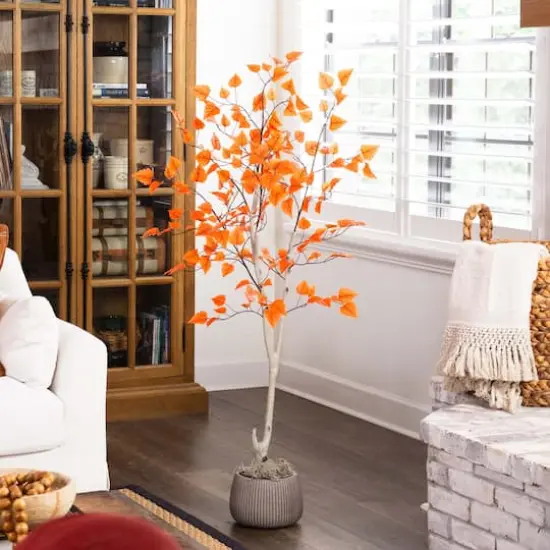 5ft. Autumn Paper Birch Artificial Fall Tree {3}