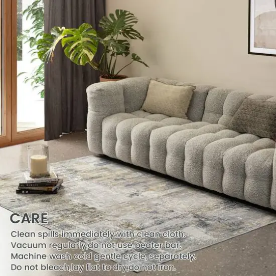 Glitzhome&reg; 5ft. x 8ft. Gray, Ivory & Tan Abstract Area Rug {8}