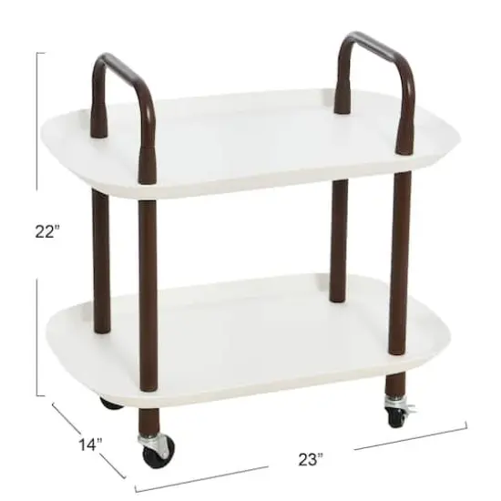 Hello Honey&reg; Main + Mesa&trade; 2-Tier Modern Plastic and Metal Trolley White and Brown {7}