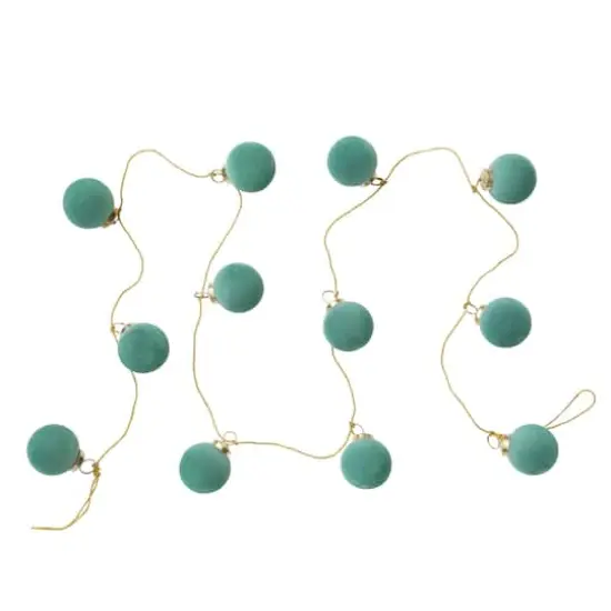 Hello Honey&reg; 6ft. Mint Flocked Glass Ball Ornament Garland {1}