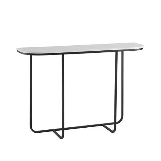 Walker Edison Faux White Marble/Black Modern Curved Entry Table {1}