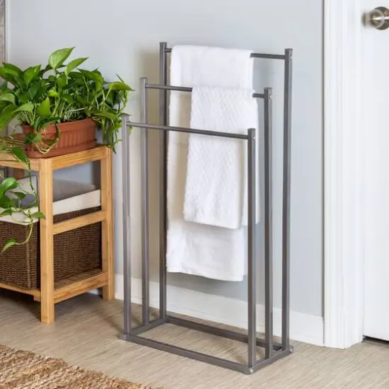 Honey Can Do Gray 3-Tier Towel Rack {4}