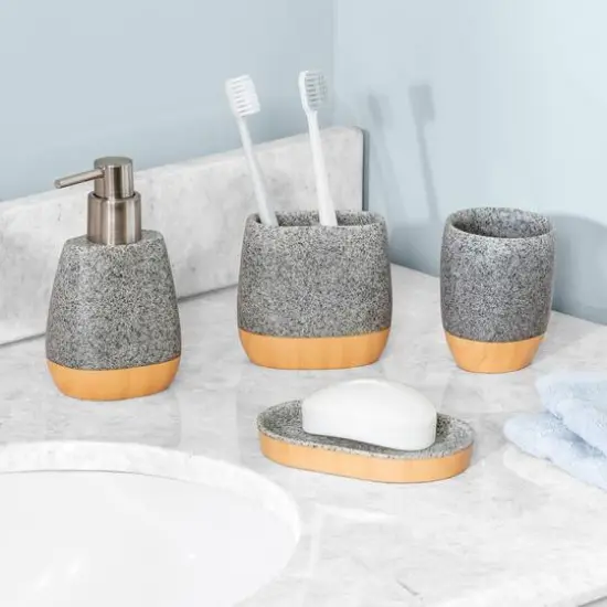 Honey Can Do Gray Speckled Bath Accessory Set {3}