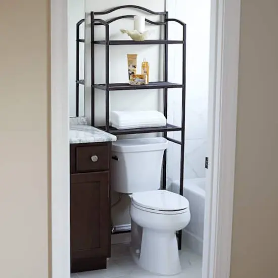 Household Essentials 3-Tier Metal Over the Toilet Storage Shelf Brown {3}