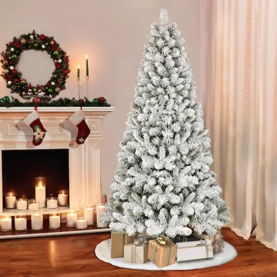 7.5ft. Unlit Flocked Virginia Pine Artificial Christmas Tree {4}