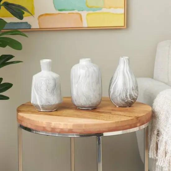 Gray Marble Inspired Ceramic Vase Set {3}