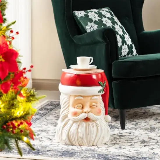 Glitzhome&reg; 16"H Christmas MGO Santa Stool or Accent Table {3}