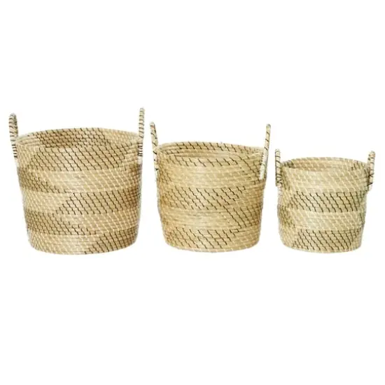 Beige Seagrass Modern Storage Basket Set {1}
