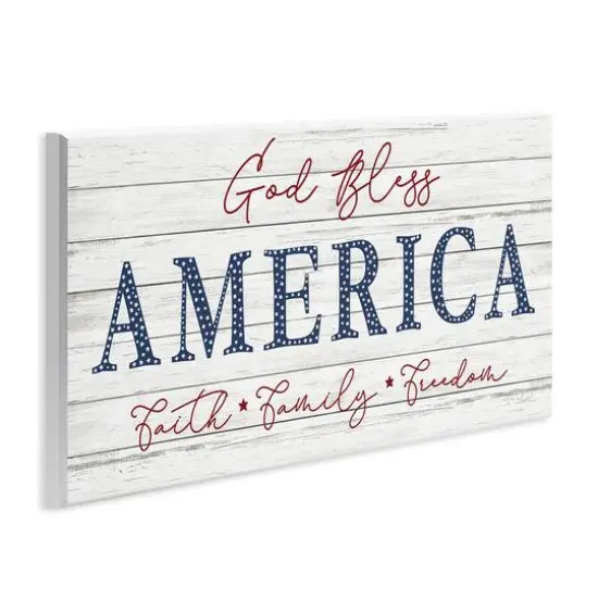 Stupell Industries God Bless America Faith Family Freedom Hanging Sign Wall Plaque Art {4}
