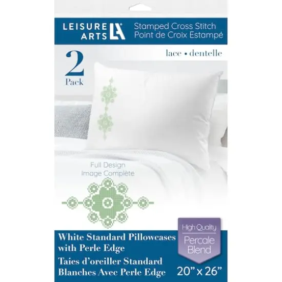 Leisure Arts&reg; Lace Pillowcase Stamped Cross Stitch Kit {1}