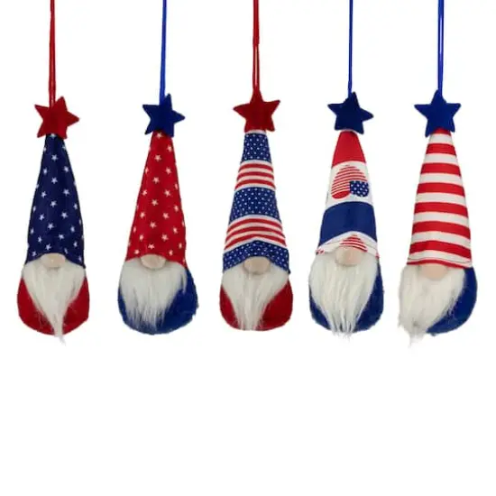 6.5" Patriotic 4th of July Americana Gnome Ornament Set {1}