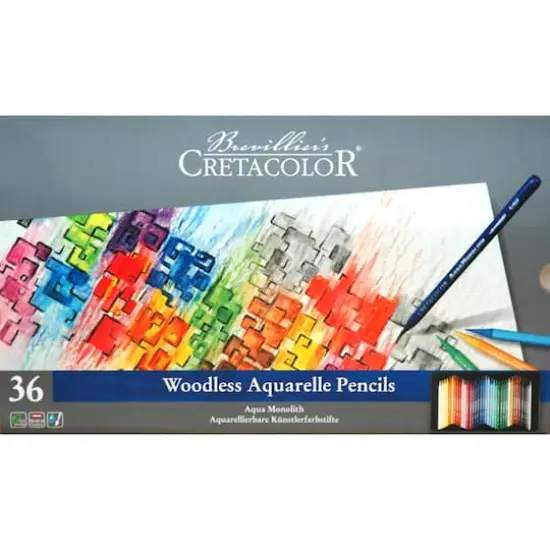 Cretacolor 36 Color Aqua Monolith Woodless Aquarelle Pencil Set {1}