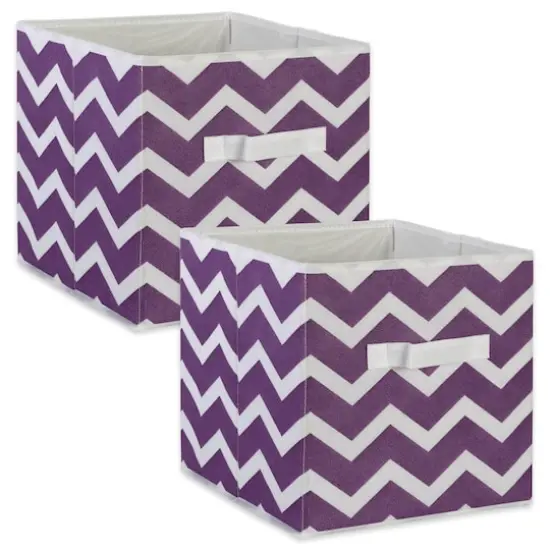 DII® 11" Nonwoven Polyester Chevron Storage Cubes, 2ct. Eggplant {1}