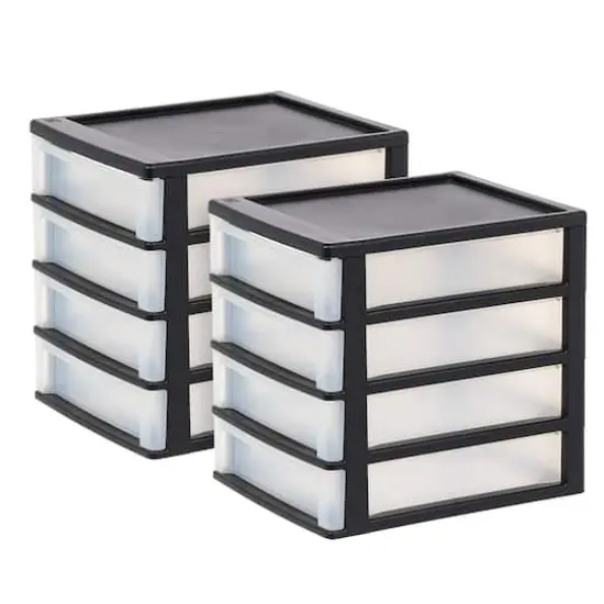IRIS Black 4 Drawer Desktop Storage Unit Set {1}