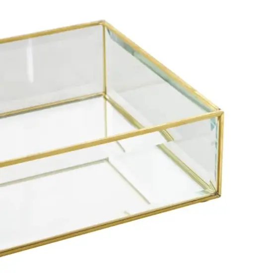 Clear & Gold Beveled Glass & Metal Rectangle Jewelry Box Set {4}