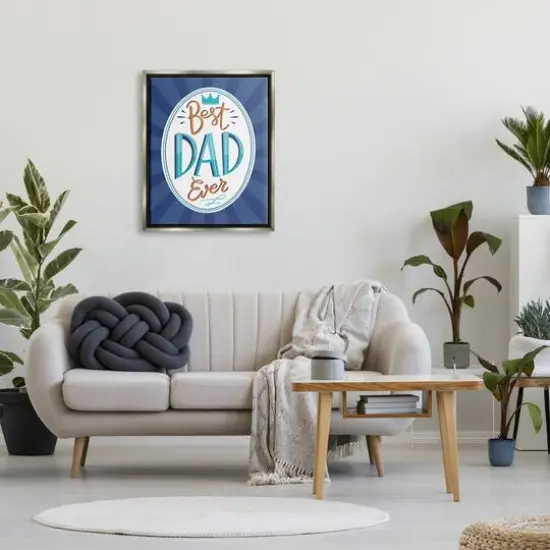 Stupell Industries Best Dad Ever Striped Phrase Floater Framed Art Gray {3}