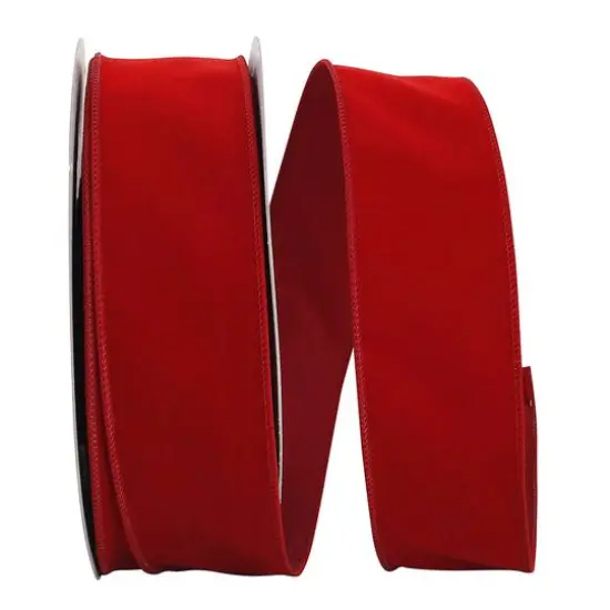 JAM Paper 2.5" x 50yd. Velvet Wired Value Ribbon Scarlet {1}